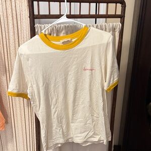 Sézane White and Yellow T-Shirt